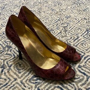 Burgundy stilettos with peep toe Enzo Angiolini size 9